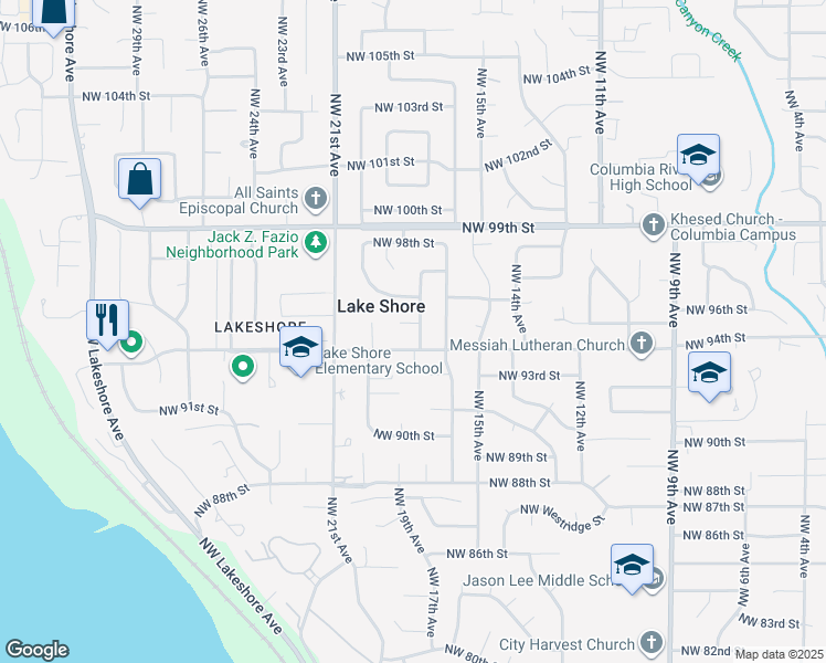 map of restaurants, bars, coffee shops, grocery stores, and more near 9408 Northwest 18th Avenue in Vancouver