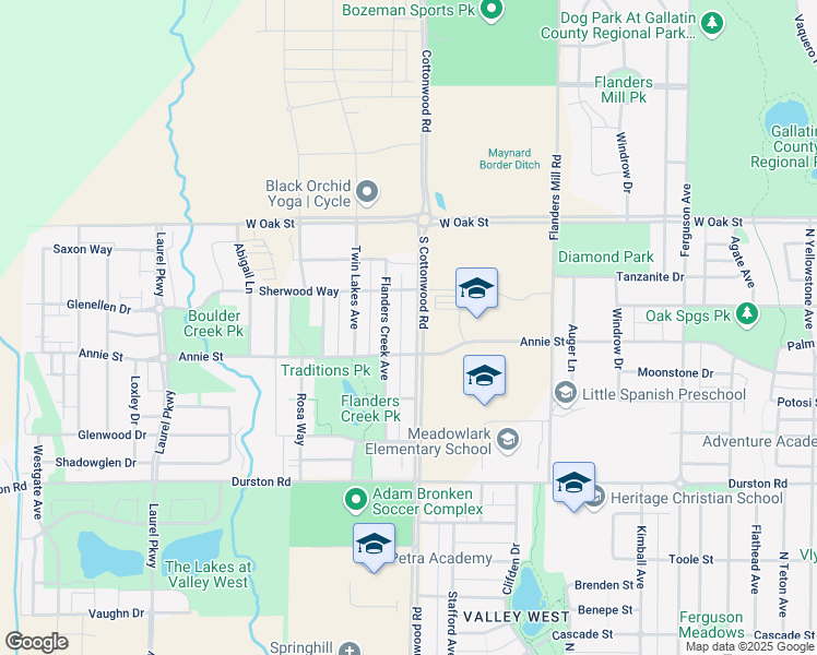 map of restaurants, bars, coffee shops, grocery stores, and more near 981 South Cottonwood Road in Bozeman