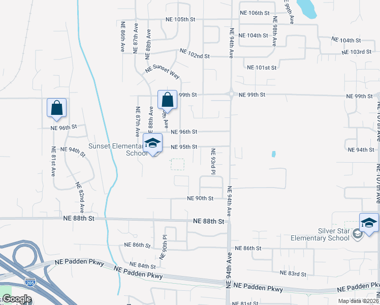 map of restaurants, bars, coffee shops, grocery stores, and more near 9109 Northeast 95th Street in Vancouver