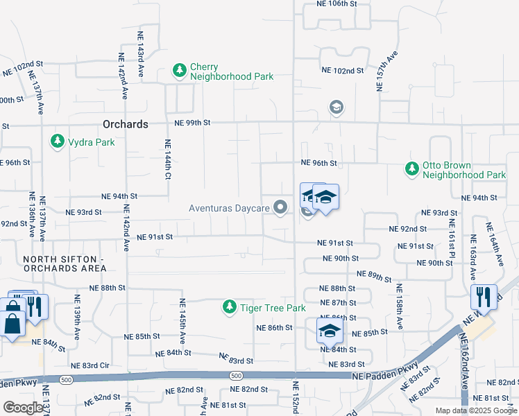 map of restaurants, bars, coffee shops, grocery stores, and more near 9306 Northeast 150th Avenue in Vancouver