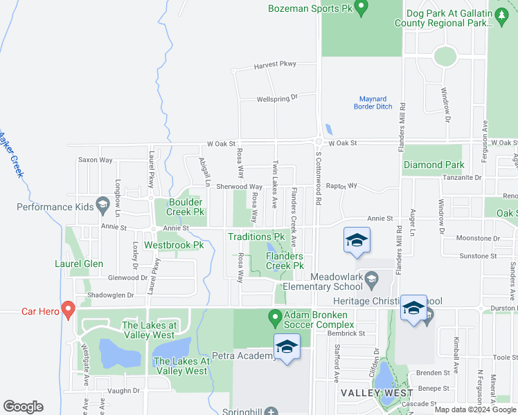 map of restaurants, bars, coffee shops, grocery stores, and more near 1000/1002 Rosa Way in Bozeman