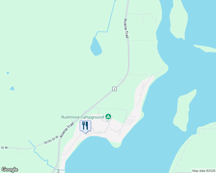 map of restaurants, bars, coffee shops, grocery stores, and more near 51114 Acacia Trail in Stanchfield