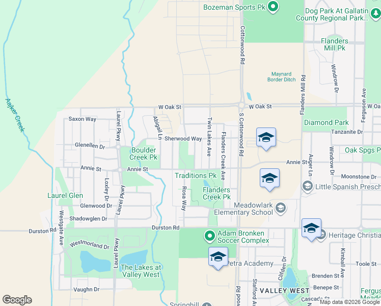 map of restaurants, bars, coffee shops, grocery stores, and more near 1015 Rosa Way in Bozeman