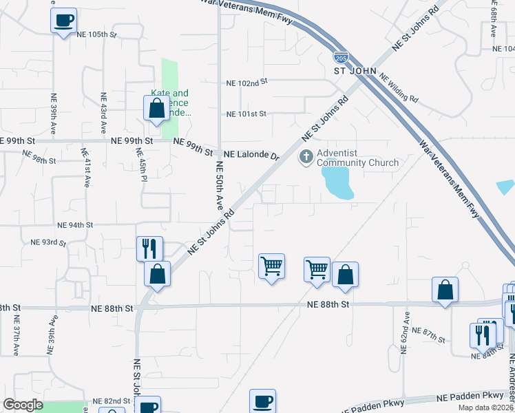 map of restaurants, bars, coffee shops, grocery stores, and more near 9417 Northeast 52nd Avenue in Vancouver