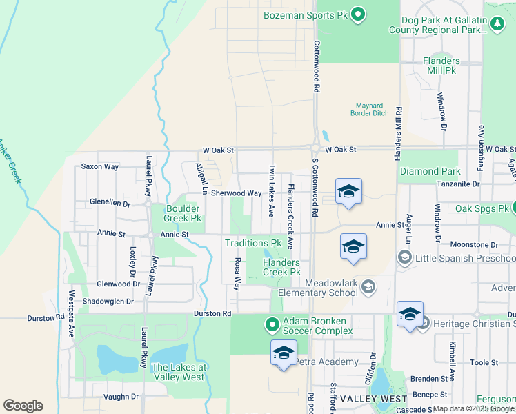 map of restaurants, bars, coffee shops, grocery stores, and more near 979 Twin Lakes Avenue in Bozeman