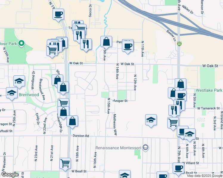 map of restaurants, bars, coffee shops, grocery stores, and more near 1079 North 14th Street in Bozeman