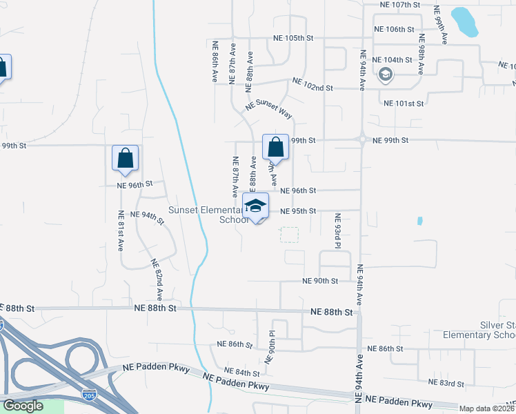 map of restaurants, bars, coffee shops, grocery stores, and more near 8814 Northeast 95th Street in Vancouver