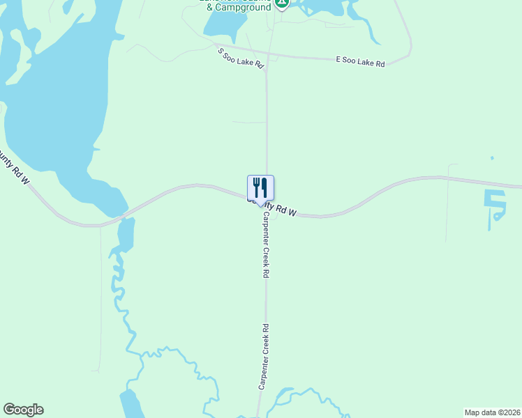 map of restaurants, bars, coffee shops, grocery stores, and more near N8702 Carpenter Creek Road in Phillips