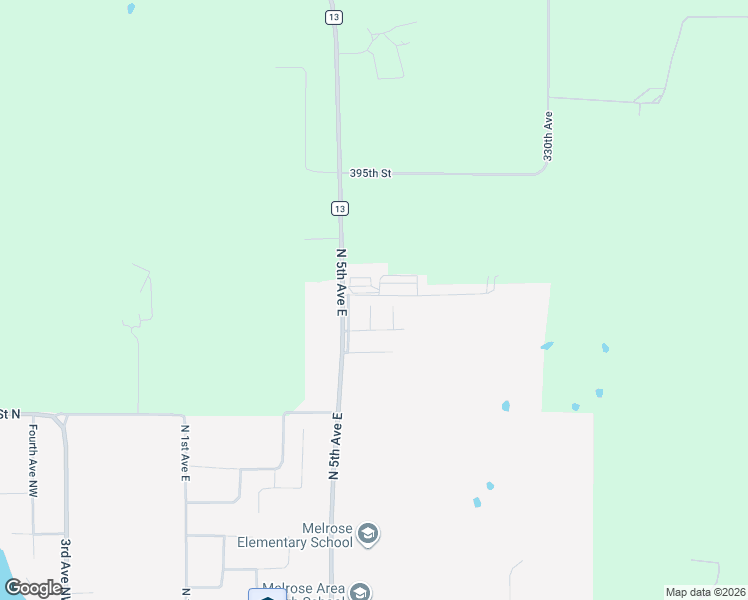 map of restaurants, bars, coffee shops, grocery stores, and more near 39254 County Road 13 in Melrose