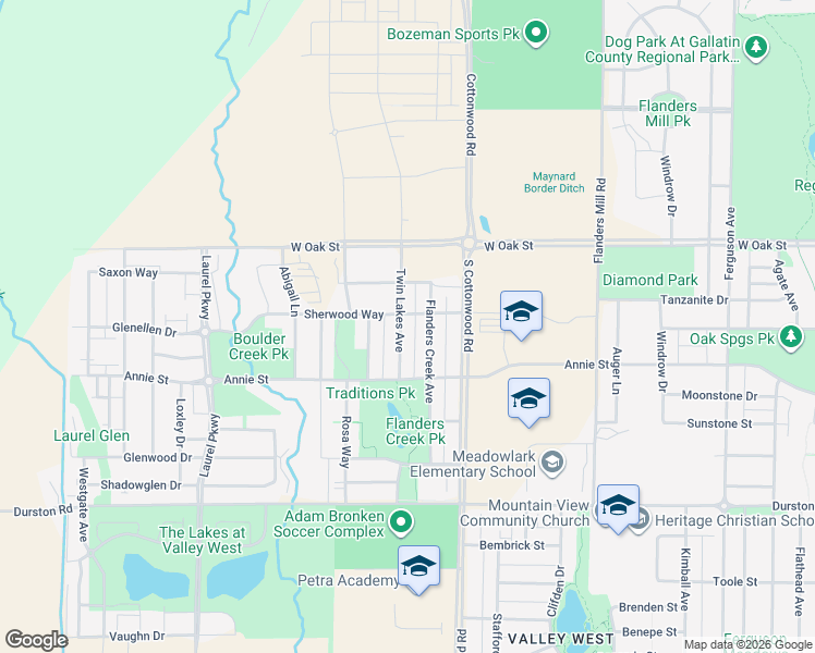 map of restaurants, bars, coffee shops, grocery stores, and more near 979 Twin Lakes Avenue in Bozeman