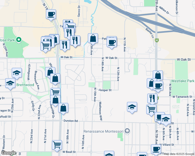 map of restaurants, bars, coffee shops, grocery stores, and more near 1079 North 14th Street in Bozeman