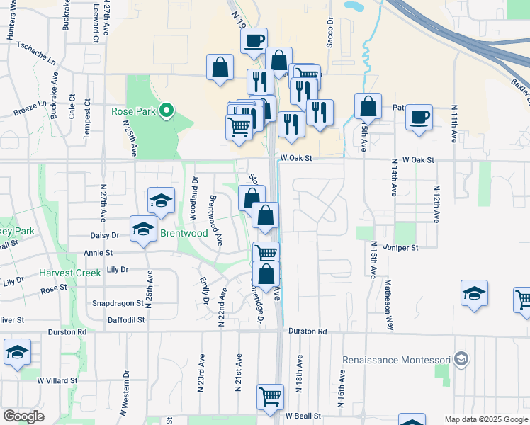 map of restaurants, bars, coffee shops, grocery stores, and more near 1226 Stoneridge Drive in Bozeman