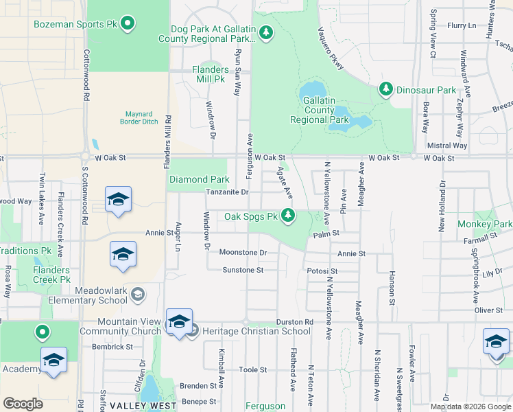 map of restaurants, bars, coffee shops, grocery stores, and more near Tanzanite in Bozeman