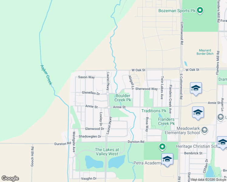 map of restaurants, bars, coffee shops, grocery stores, and more near 1140 Baxter Creek Way in Bozeman