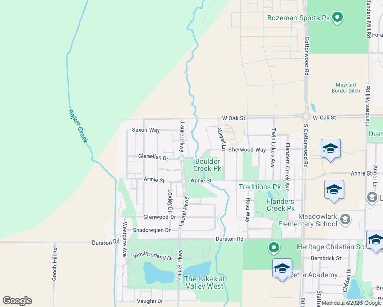 map of restaurants, bars, coffee shops, grocery stores, and more near 1140 Baxter Creek Way in Bozeman