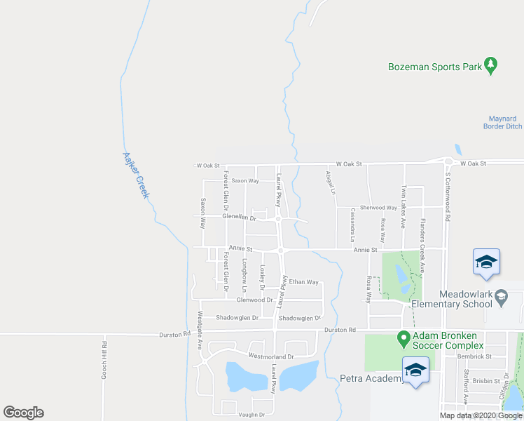 map of restaurants, bars, coffee shops, grocery stores, and more near 1094 Longbow Lane in Bozeman