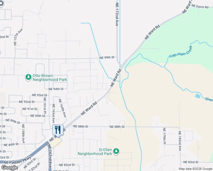 map of restaurants, bars, coffee shops, grocery stores, and more near 9416 Northeast Ward Road in Vancouver