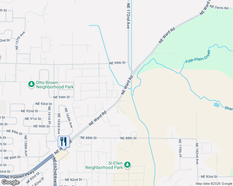 map of restaurants, bars, coffee shops, grocery stores, and more near 9416 Northeast Ward Road in Vancouver