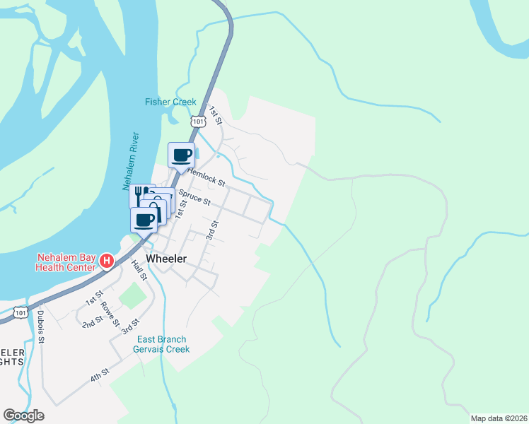 map of restaurants, bars, coffee shops, grocery stores, and more near 9 5th Street in Rockaway Beach