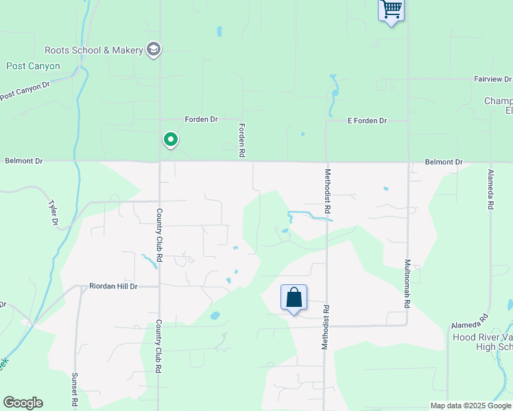 map of restaurants, bars, coffee shops, grocery stores, and more near 960 Thistle Road in Hood River