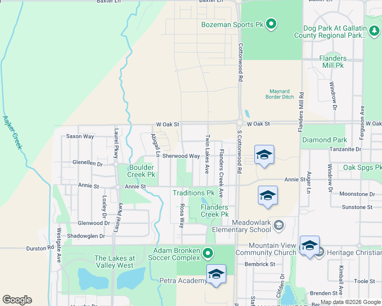 map of restaurants, bars, coffee shops, grocery stores, and more near 4951 Sherwood Way in Bozeman
