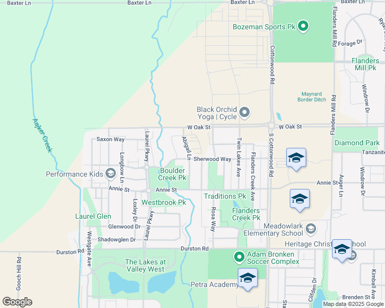 map of restaurants, bars, coffee shops, grocery stores, and more near 1085 Rosa Way in Bozeman