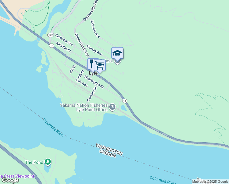 map of restaurants, bars, coffee shops, grocery stores, and more near 820 Washington 142 in Lyle