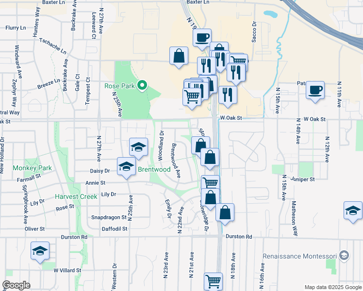 map of restaurants, bars, coffee shops, grocery stores, and more near 1116-1204 Brentwood Ave in Bozeman