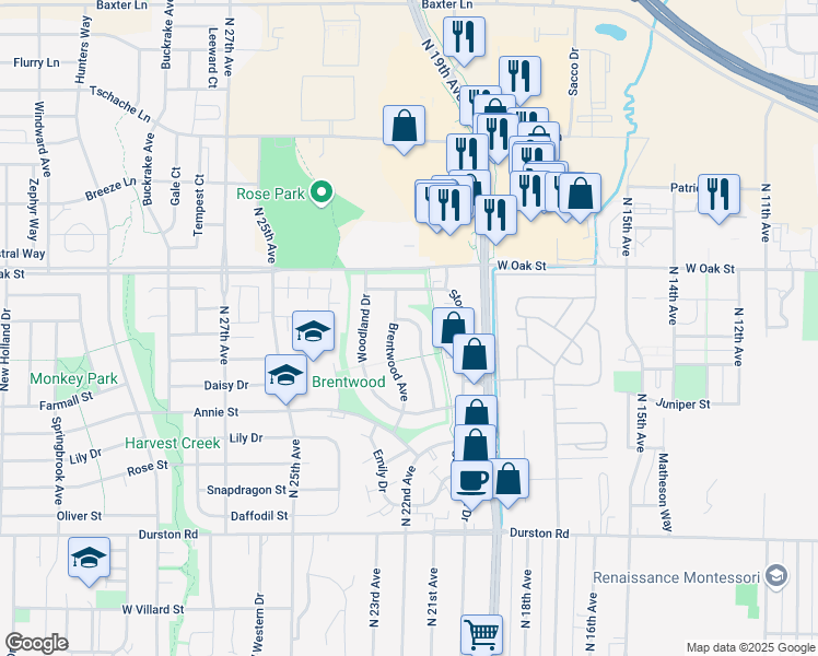 map of restaurants, bars, coffee shops, grocery stores, and more near 1116-1204 Brentwood Ave in Bozeman