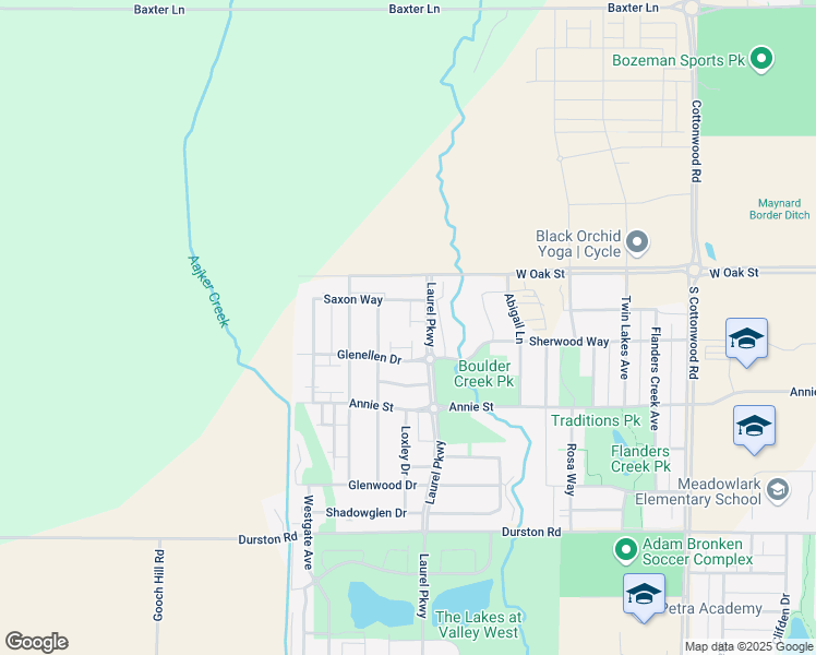 map of restaurants, bars, coffee shops, grocery stores, and more near 1096 Longbow Lane in Bozeman