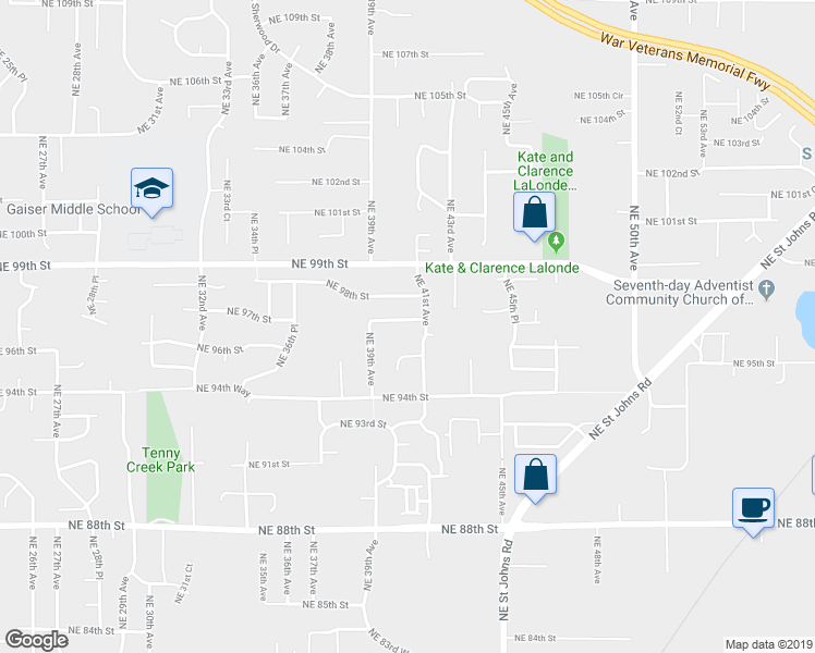 map of restaurants, bars, coffee shops, grocery stores, and more near 4015 NE 97th St in Vancouver