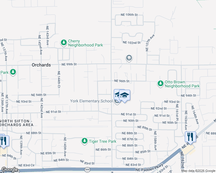 map of restaurants, bars, coffee shops, grocery stores, and more near 9419 Northeast 151st Court in Vancouver