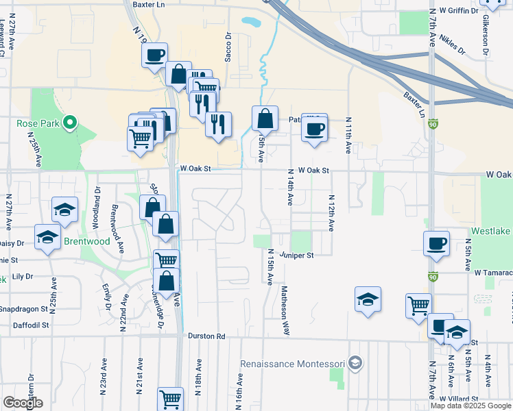 map of restaurants, bars, coffee shops, grocery stores, and more near 1189 North 15th Avenue in Bozeman