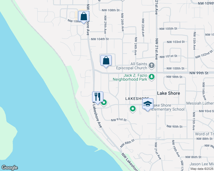 map of restaurants, bars, coffee shops, grocery stores, and more near 9616 Northwest 28th Avenue in Vancouver
