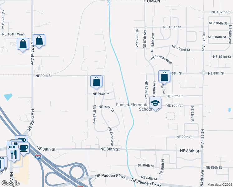 map of restaurants, bars, coffee shops, grocery stores, and more near 9507 NE 83rd Ct in Vancouver