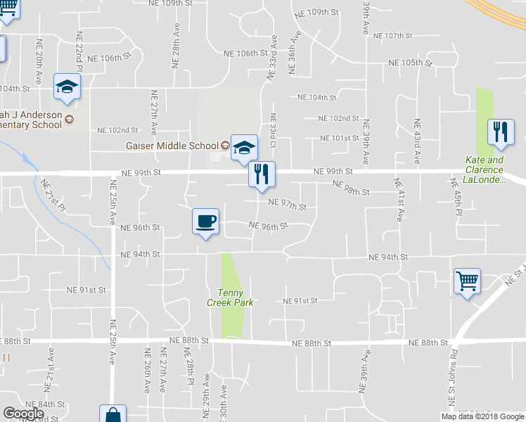 map of restaurants, bars, coffee shops, grocery stores, and more near 9609 Northeast 32nd Avenue in Vancouver