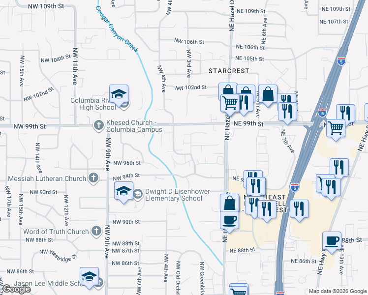 map of restaurants, bars, coffee shops, grocery stores, and more near 9607 Northwest 4th Avenue in Vancouver