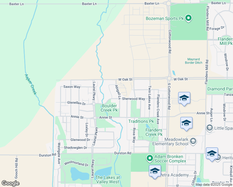 map of restaurants, bars, coffee shops, grocery stores, and more near 1147 Abigail Lane in Bozeman