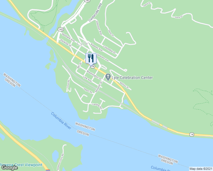 map of restaurants, bars, coffee shops, grocery stores, and more near 716 Washington Street in Lyle