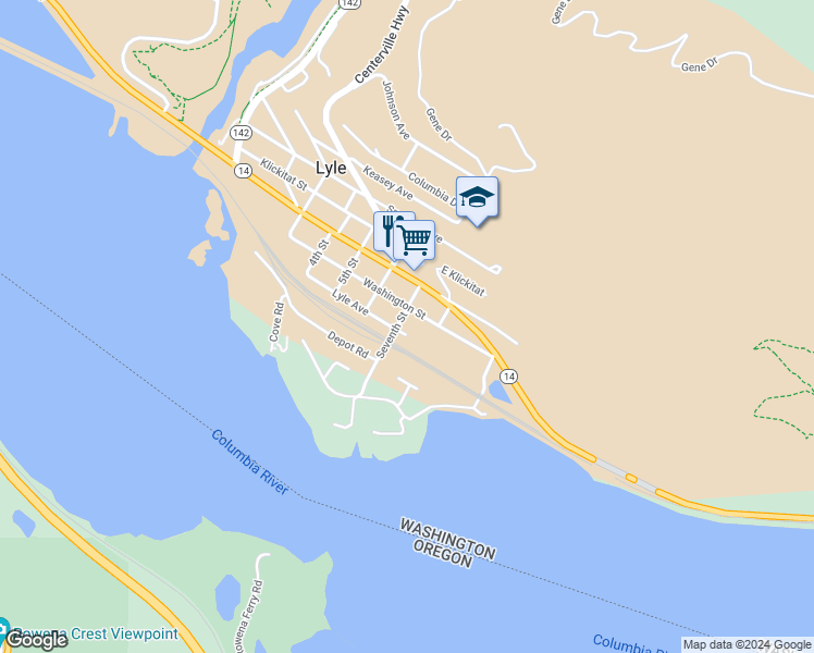 map of restaurants, bars, coffee shops, grocery stores, and more near 705 Lyle Avenue in Lyle
