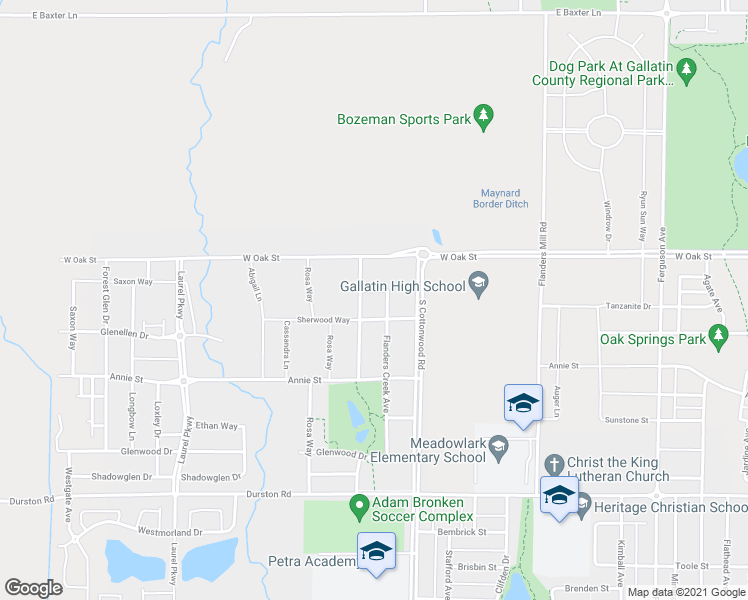 map of restaurants, bars, coffee shops, grocery stores, and more near 1153 Flanders Creek Avenue in Bozeman