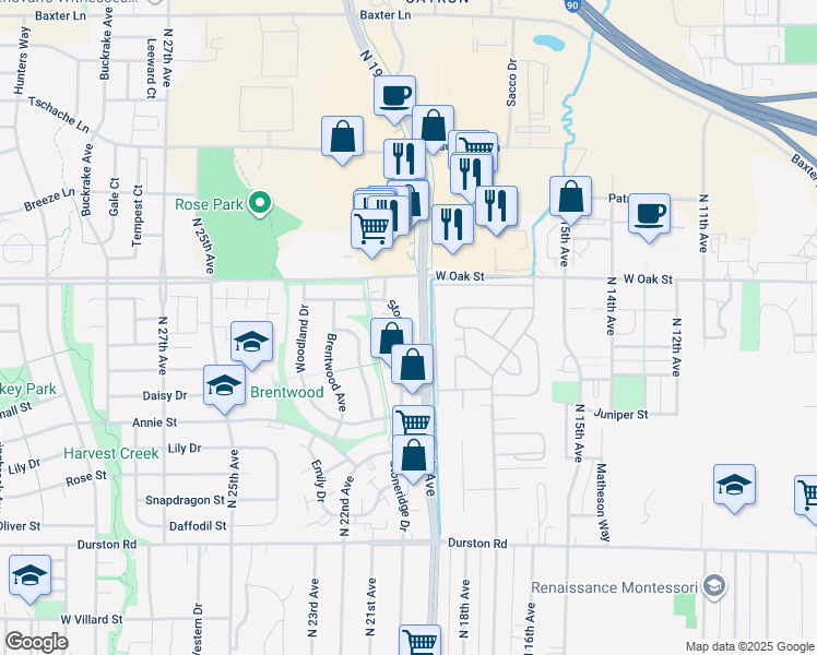 map of restaurants, bars, coffee shops, grocery stores, and more near 1226 Stoneridge Drive in Bozeman
