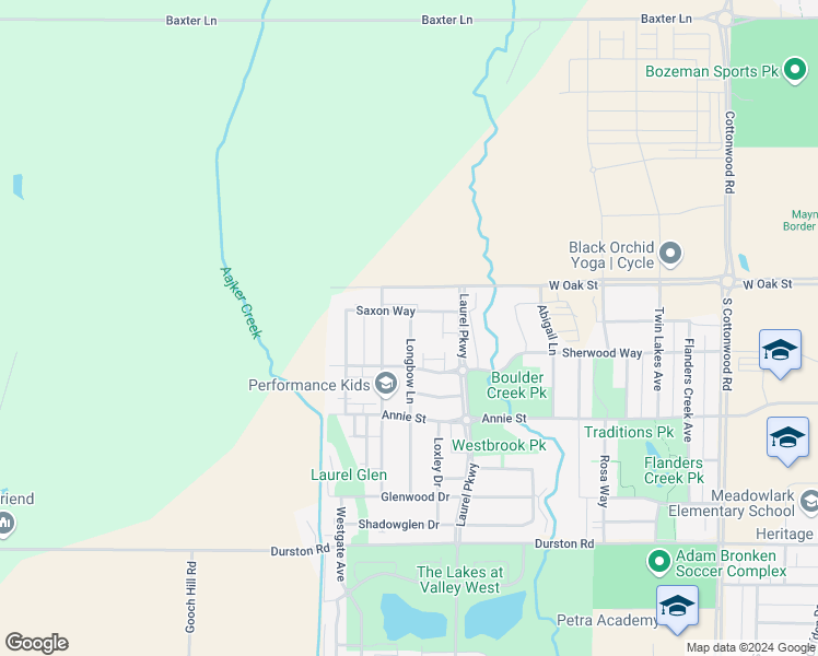 map of restaurants, bars, coffee shops, grocery stores, and more near 1094 Longbow Lane in Bozeman