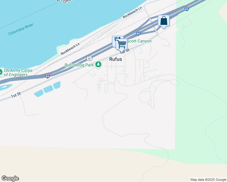 map of restaurants, bars, coffee shops, grocery stores, and more near 514 Vista Drive in Rufus