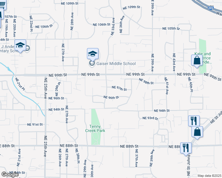map of restaurants, bars, coffee shops, grocery stores, and more near 9609 Northeast 32nd Avenue in Vancouver