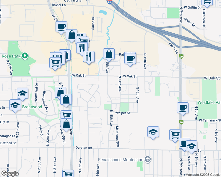 map of restaurants, bars, coffee shops, grocery stores, and more near 1189 North 15th Avenue in Bozeman