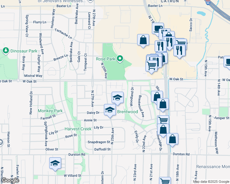 map of restaurants, bars, coffee shops, grocery stores, and more near 2451 Daws Drive in Bozeman