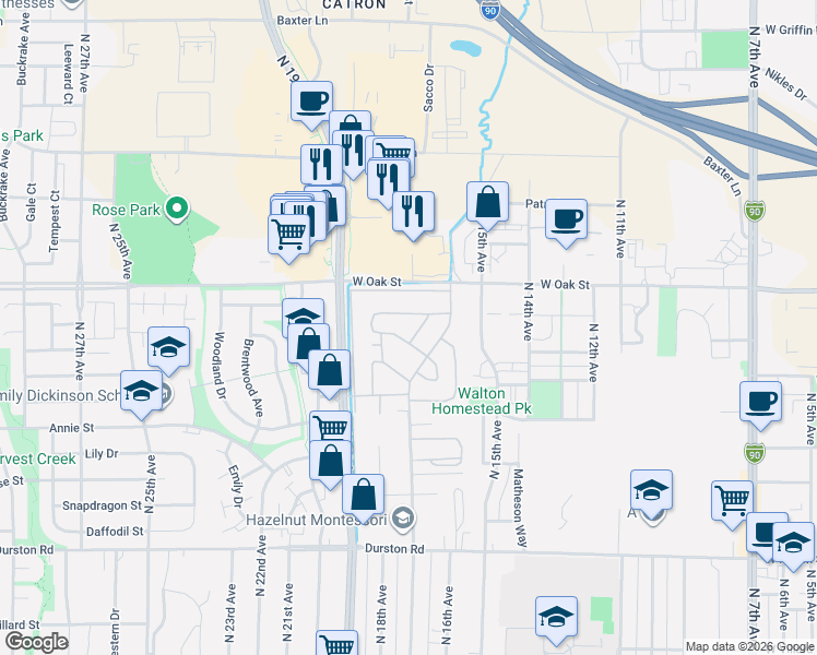 map of restaurants, bars, coffee shops, grocery stores, and more near 163 Wagon Train Trail in Bozeman