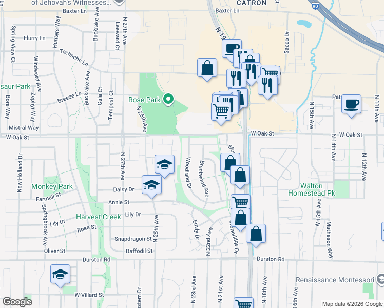 map of restaurants, bars, coffee shops, grocery stores, and more near 1123 Woodland Drive in Bozeman