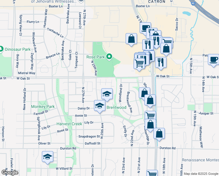 map of restaurants, bars, coffee shops, grocery stores, and more near 2440 Daws Drive in Bozeman